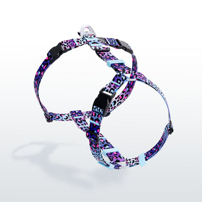 Crazy Leopard anatomical Y-harness with neck buckle and 20 mm webbing