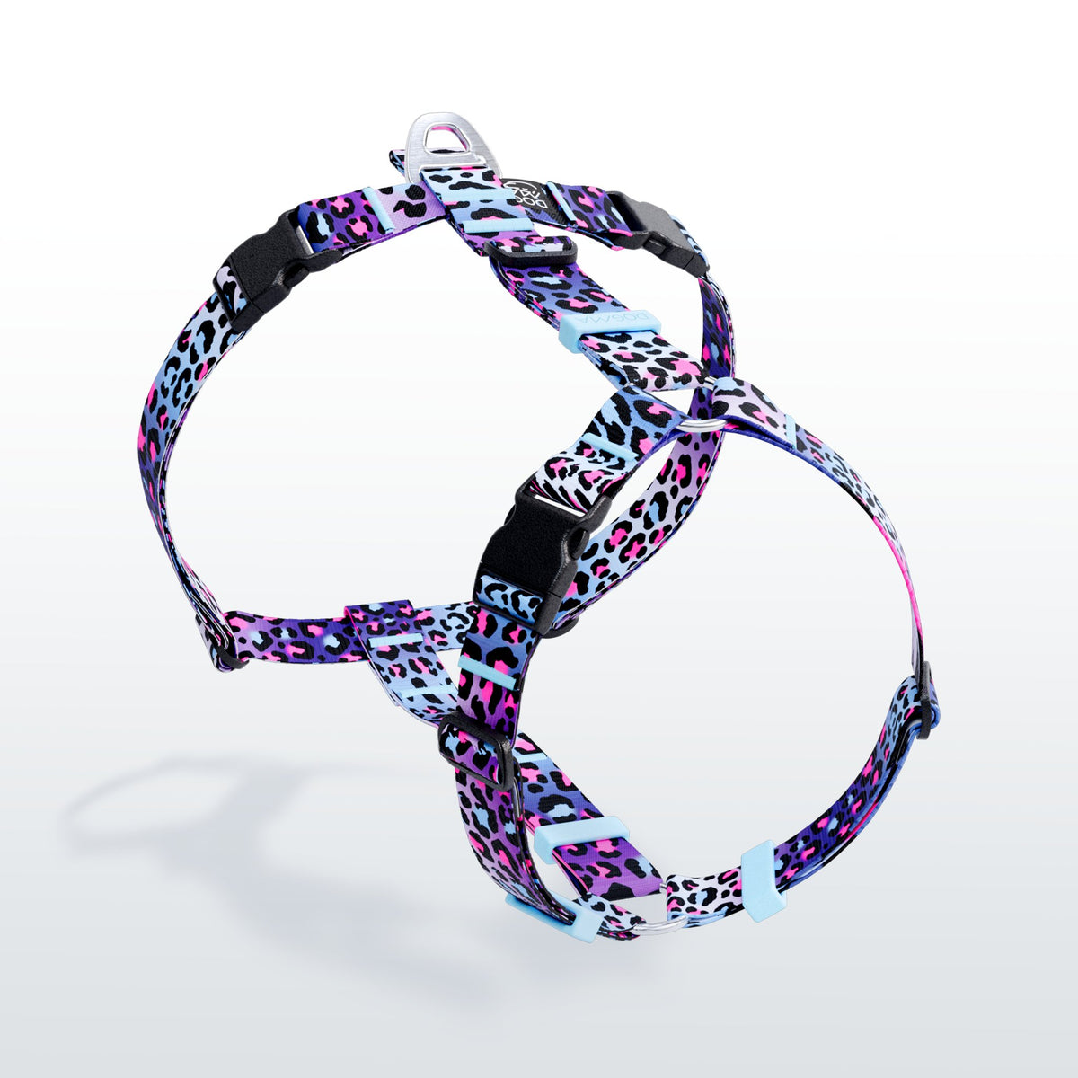 Crazy Leopard anatomical Y-harness with neck buckle and 25 mm webbing