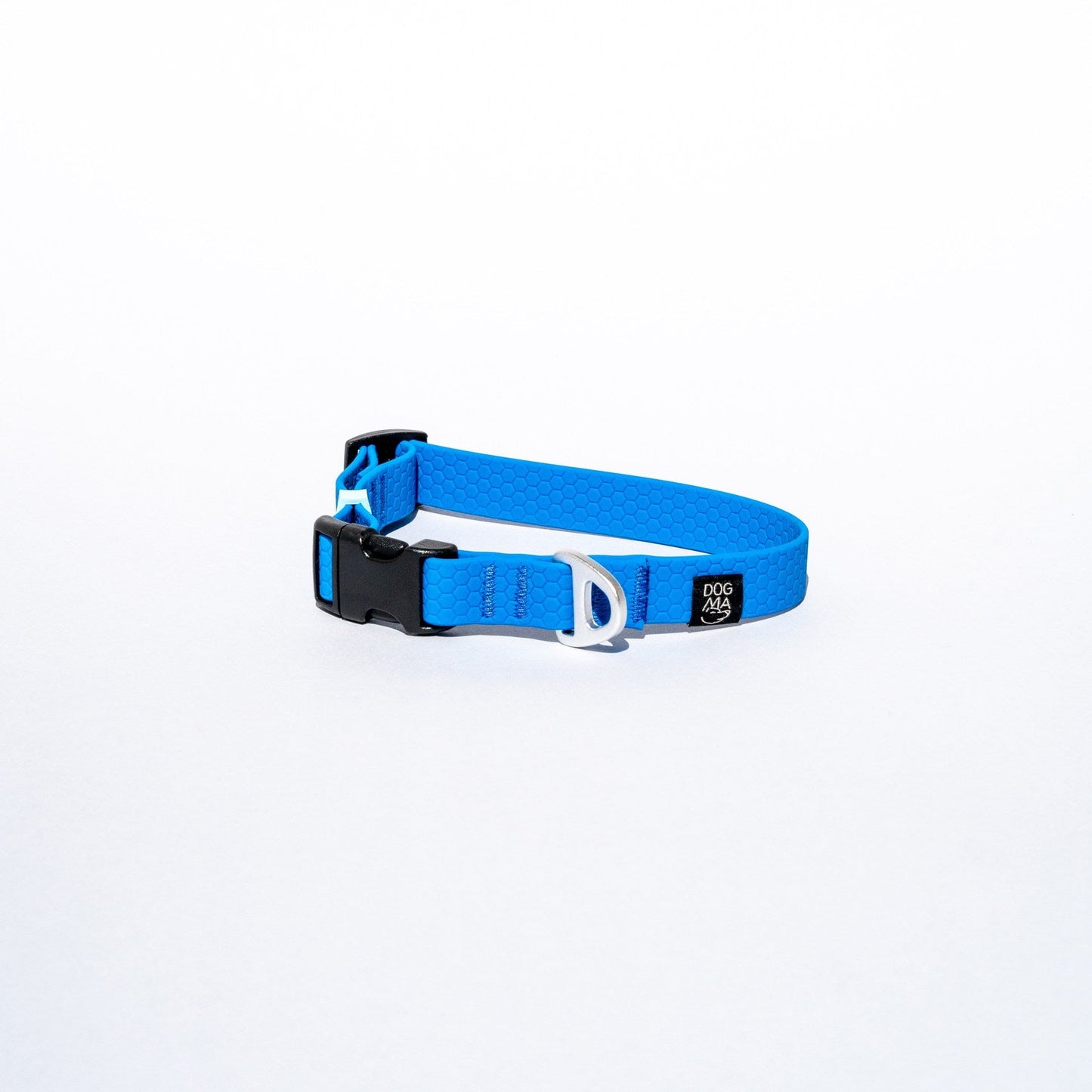 Blue dog collar on a white background