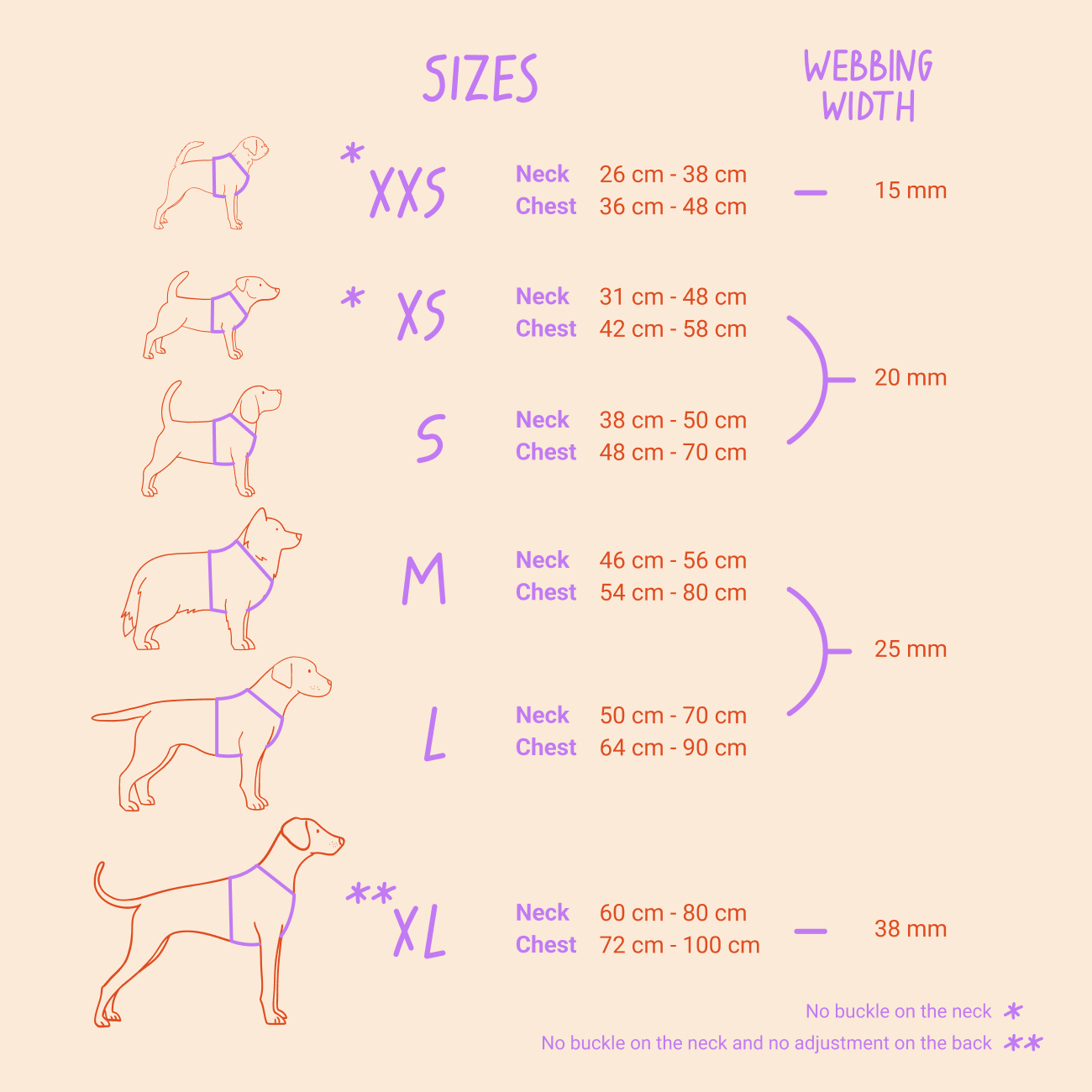 size chart harness Dogma xxs-xl